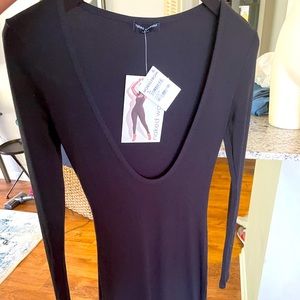 Black Naked Wardrobe deep Scoop V neck